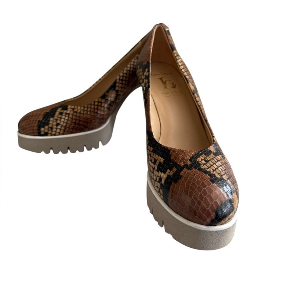New In Box Luca Grossi Oriana 3901 Cognac Python Print Heels Size 38/US 8 - Picture 9 of 14
